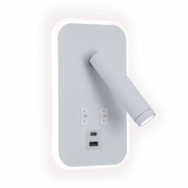 Applique LED Tanik blanche avec port USB intégré, fonctionnelle et décorative 2